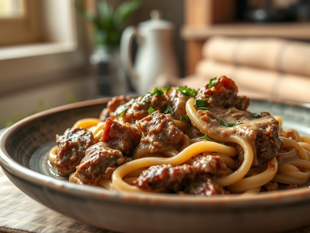 Slow Cooker Beef Stroganoff